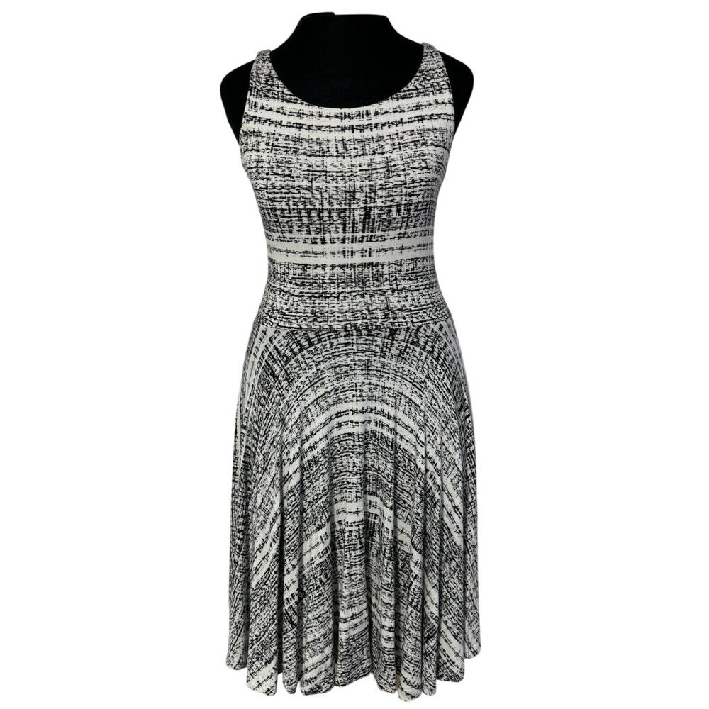 Cynthia Rowley Womens XS Black & White Textured Sleeveless Dress Made In Vietnam